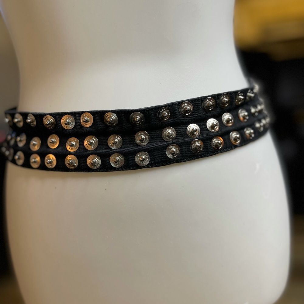 Snap Belt Black with silver studs that closes in the back